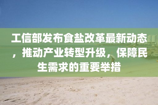 工信部发布食盐改革最新动态，推动产业转型升级，保障民生需求的重要举措