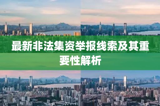 最新非法集资举报线索及其重要性解析