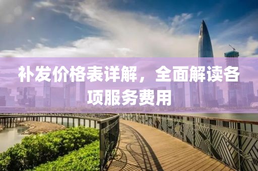 补发价格表详解，全面解读各项服务费用