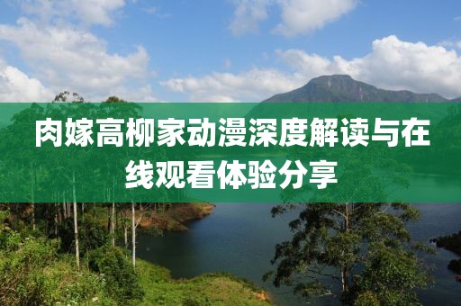肉嫁高柳家动漫深度解读与在线观看体验分享
