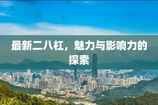 最新二八杠，魅力与影响力的探索