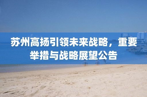 苏州高扬引领未来战略，重要举措与战略展望公告