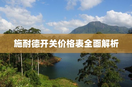 施耐德开关价格表全面解析
