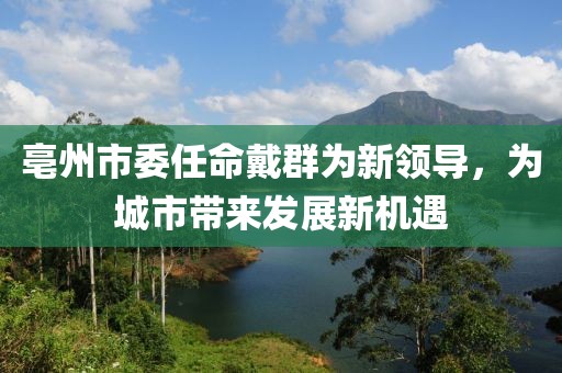 亳州市委任命戴群为新领导，为城市带来发展新机遇