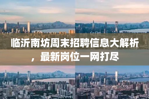 临沂南坊周末招聘信息大解析，最新岗位一网打尽