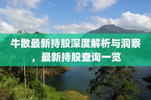 牛散最新持股深度解析与洞察，最新持股查询一览