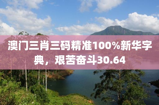 澳门三肖三码精准100%新华字典，艰苦奋斗30.64