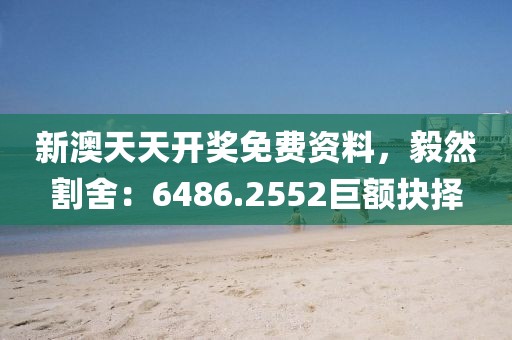 新澳天天开奖免费资料，毅然割舍：6486.2552巨额抉择