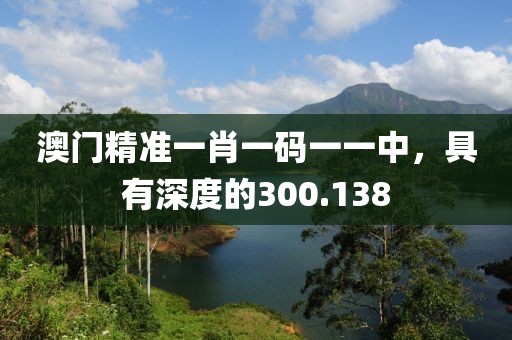 澳门精准一肖一码一一中，具有深度的300.138