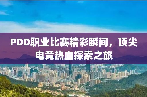 PDD职业比赛精彩瞬间，顶尖电竞热血探索之旅