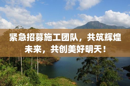 紧急招募施工团队，共筑辉煌未来，共创美好明天！